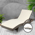 Gardeon Grey Wicker Sun Lounger with Beige Cushion