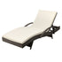 Gardeon Grey Wicker Sun Lounger with Beige Cushion