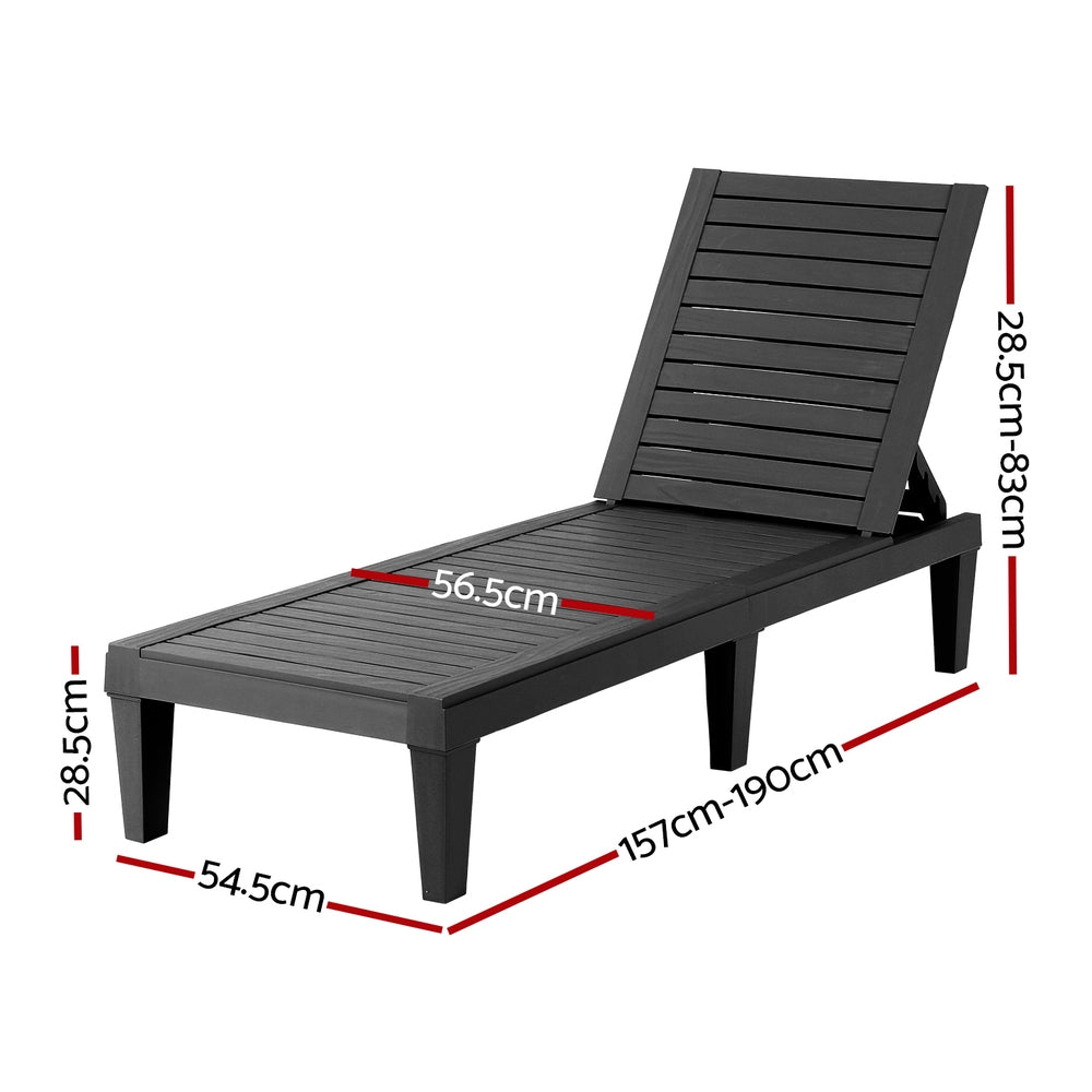 Gardeon Outdoor Adjustable Sun Lounger Black