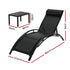 Gardeon 3pc Sun Lounger Set with Table Black