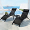 Gardeon 3pc Sun Lounger Set with Table Black