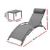 Gardeon 3pc Sun Lounger Set with Table Grey
