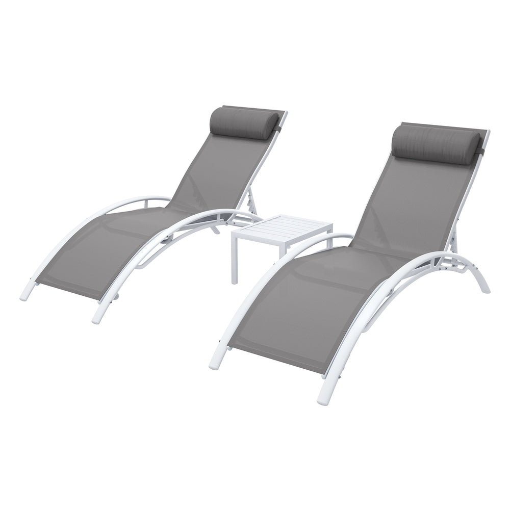 Gardeon 3pc Outdoor Sun Lounger Set with Table