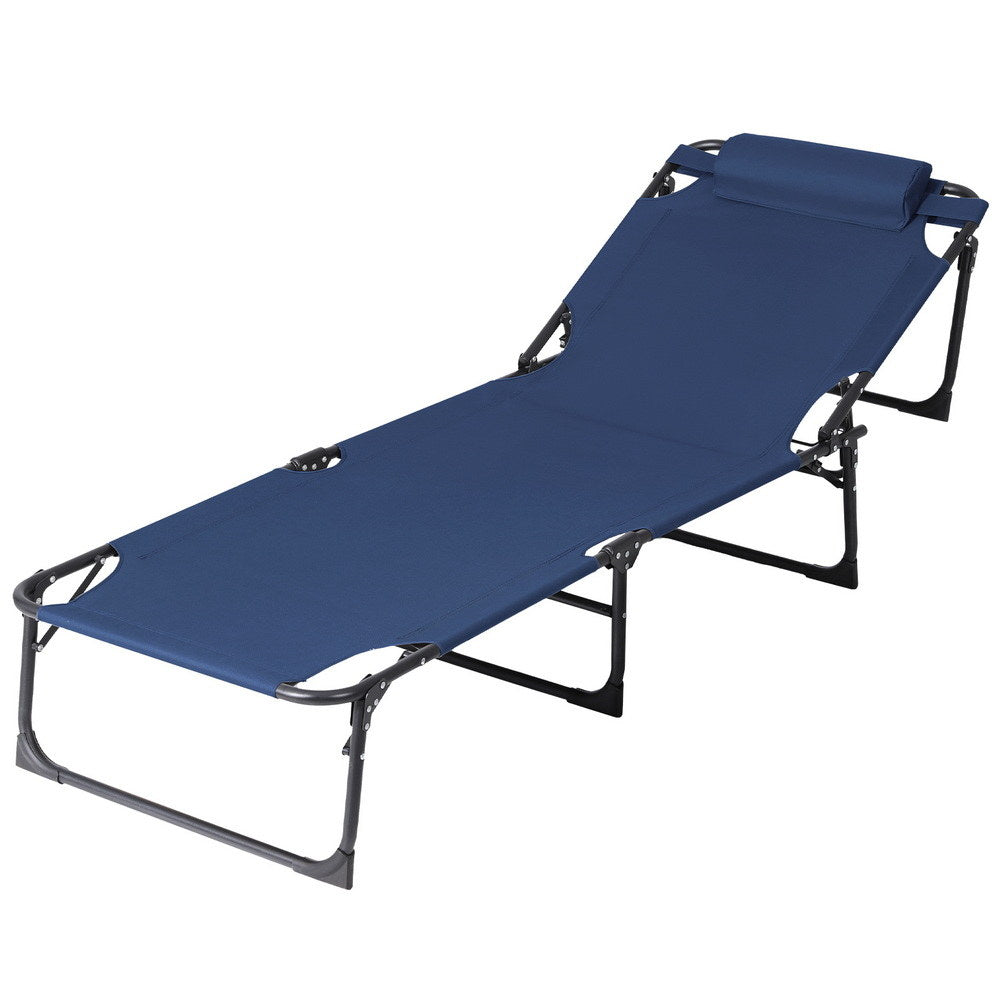 Gardeon Folding Sun Lounger Blue