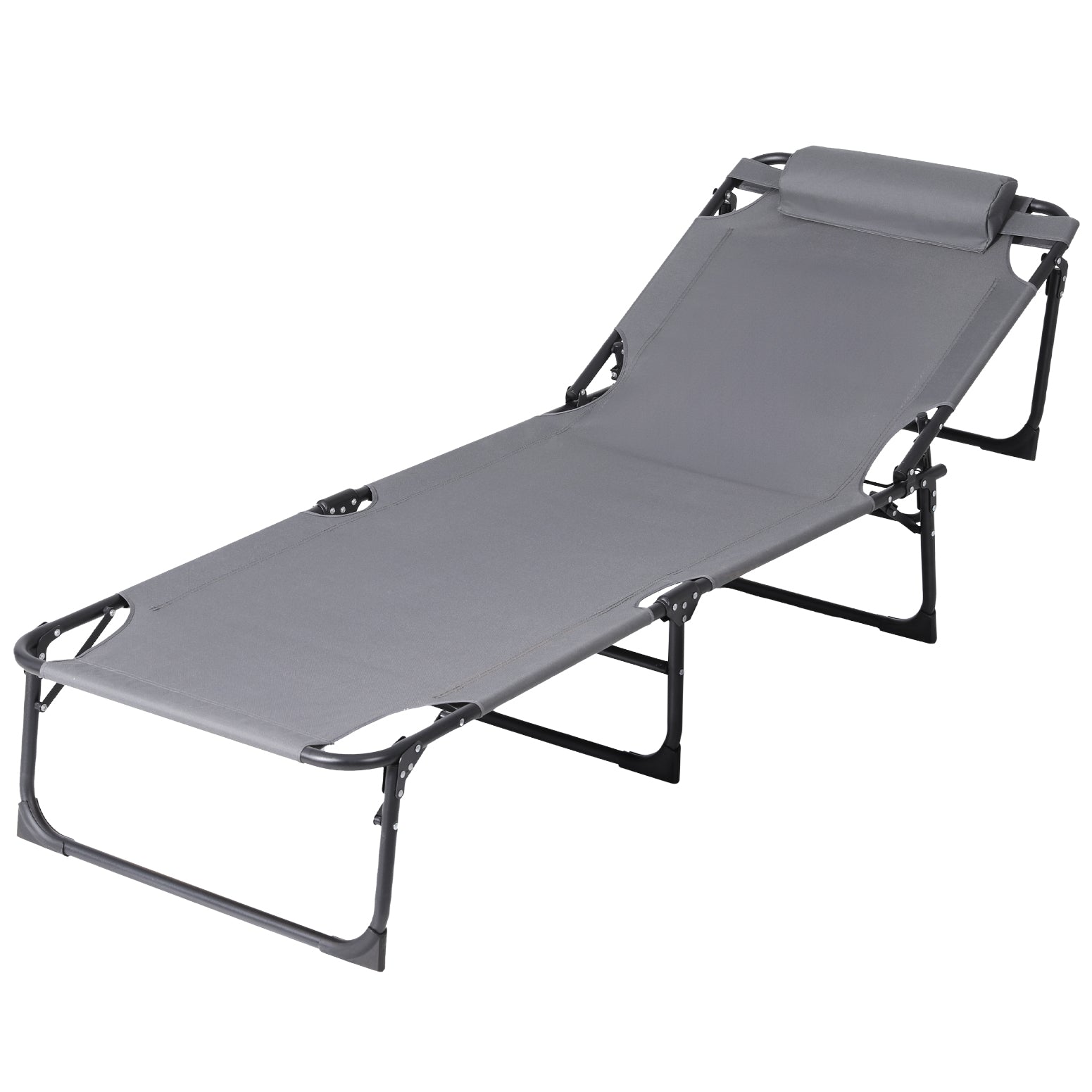 Gardeon Steel Folding Sun Lounger Grey