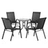 Gardeon 4-Seater Stackable Outdoor Table & Chairs Black