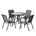 Gardeon 4-Seater Outdoor Table & Chairs Set Grey
