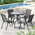 Gardeon 4-Seater Outdoor Table & Chairs Set Grey