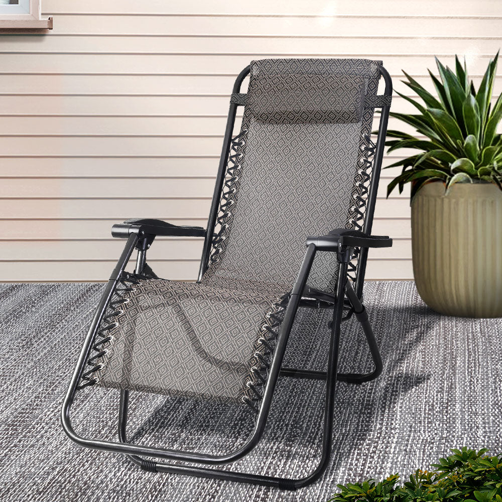 Gardeon Zero Gravity Outdoor Folding Chair Beige
