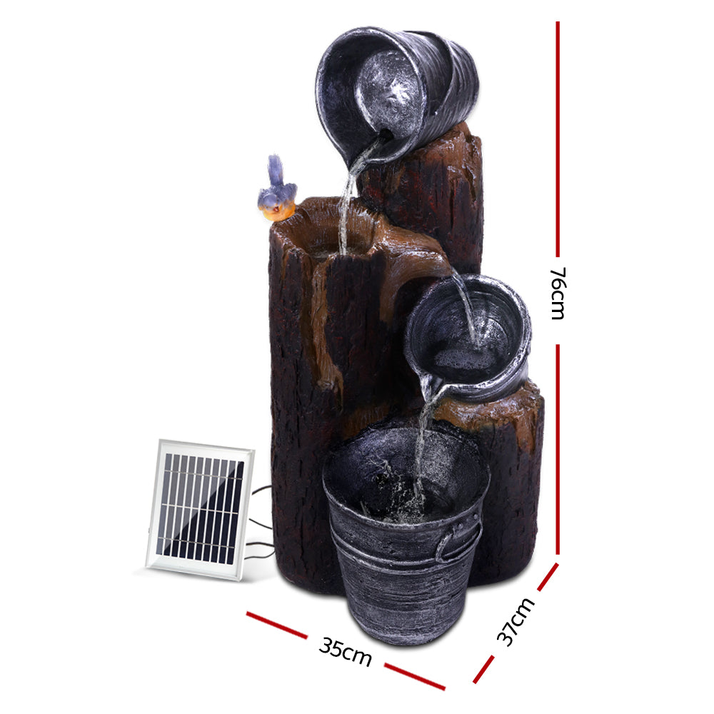 Gardeon Solar Water Feature Fountain 3-Tier Bucket 76cm
