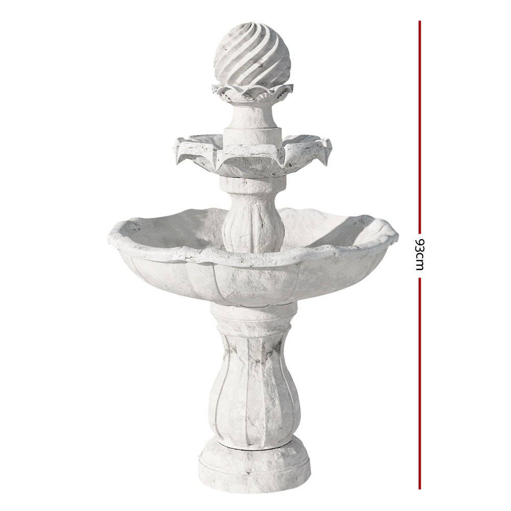 Gardeon Solar Water Feature 3-Tier Fountain with Pump 93cm Ivory