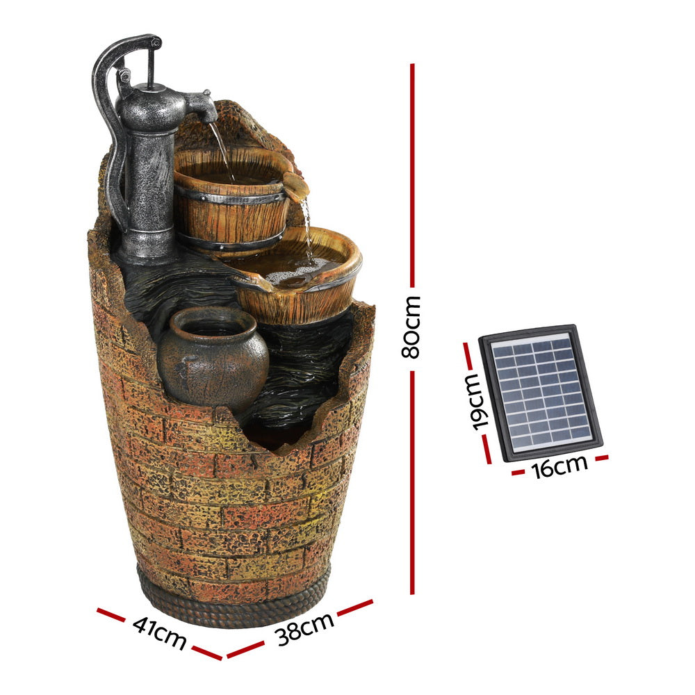 Gardeon Outdoor Cascading Solar Fountain Water Feature 80cm