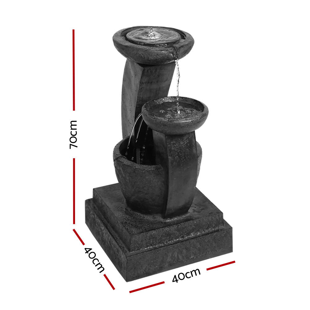 Gardeon Solar Water Feature Fountain 3-Tier Mushroom with LED