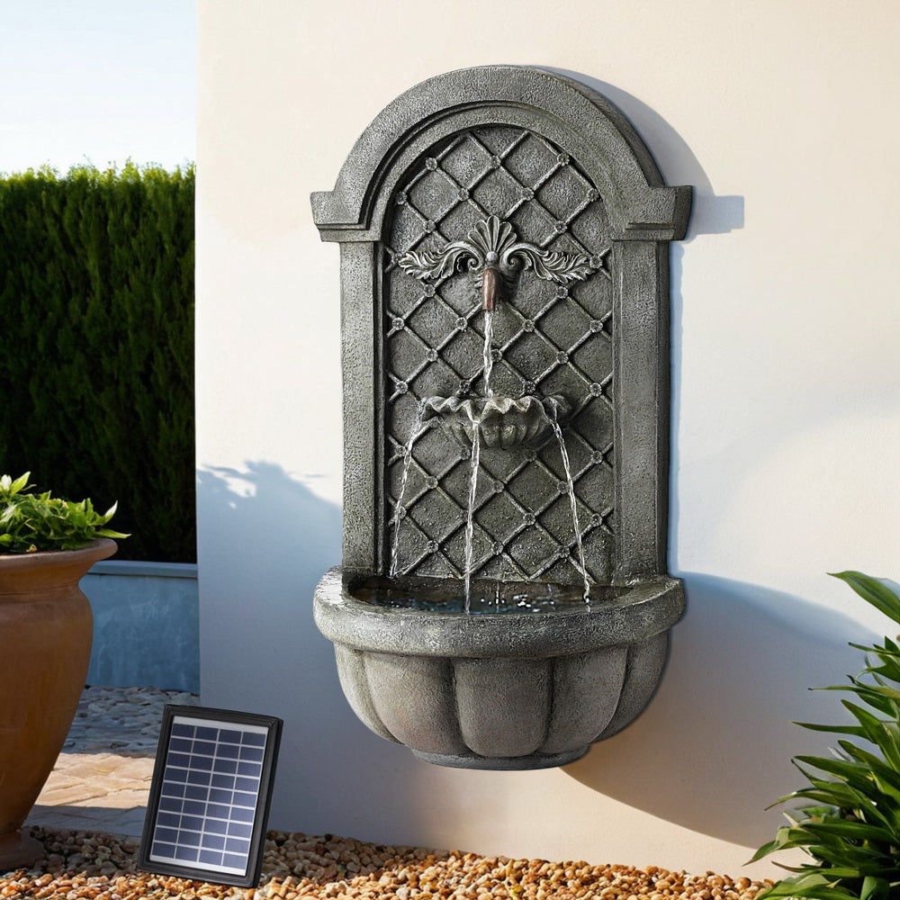 Gardeon Wall Mounted Solar Fountain Water Feature 80cm Grey