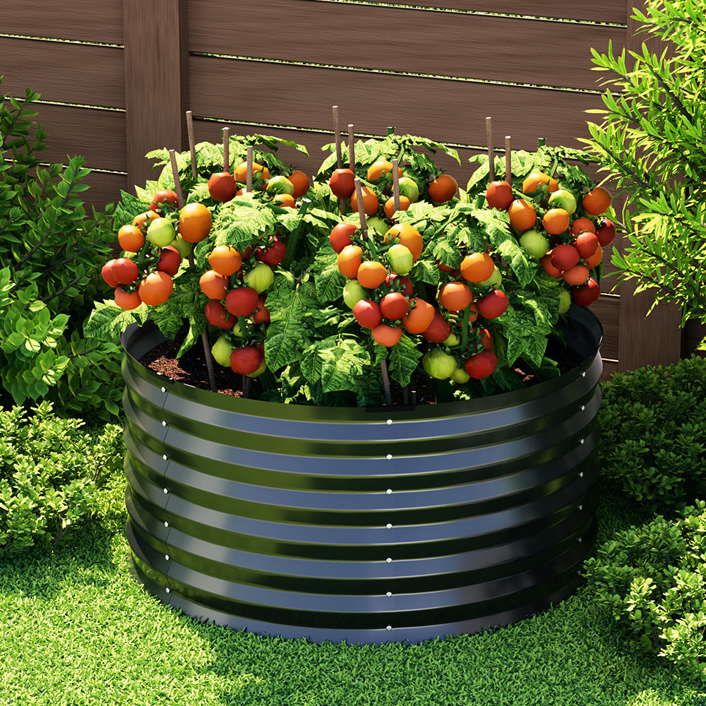 Green Fingers Galvanised Round Garden Bed 90cm x 45cm