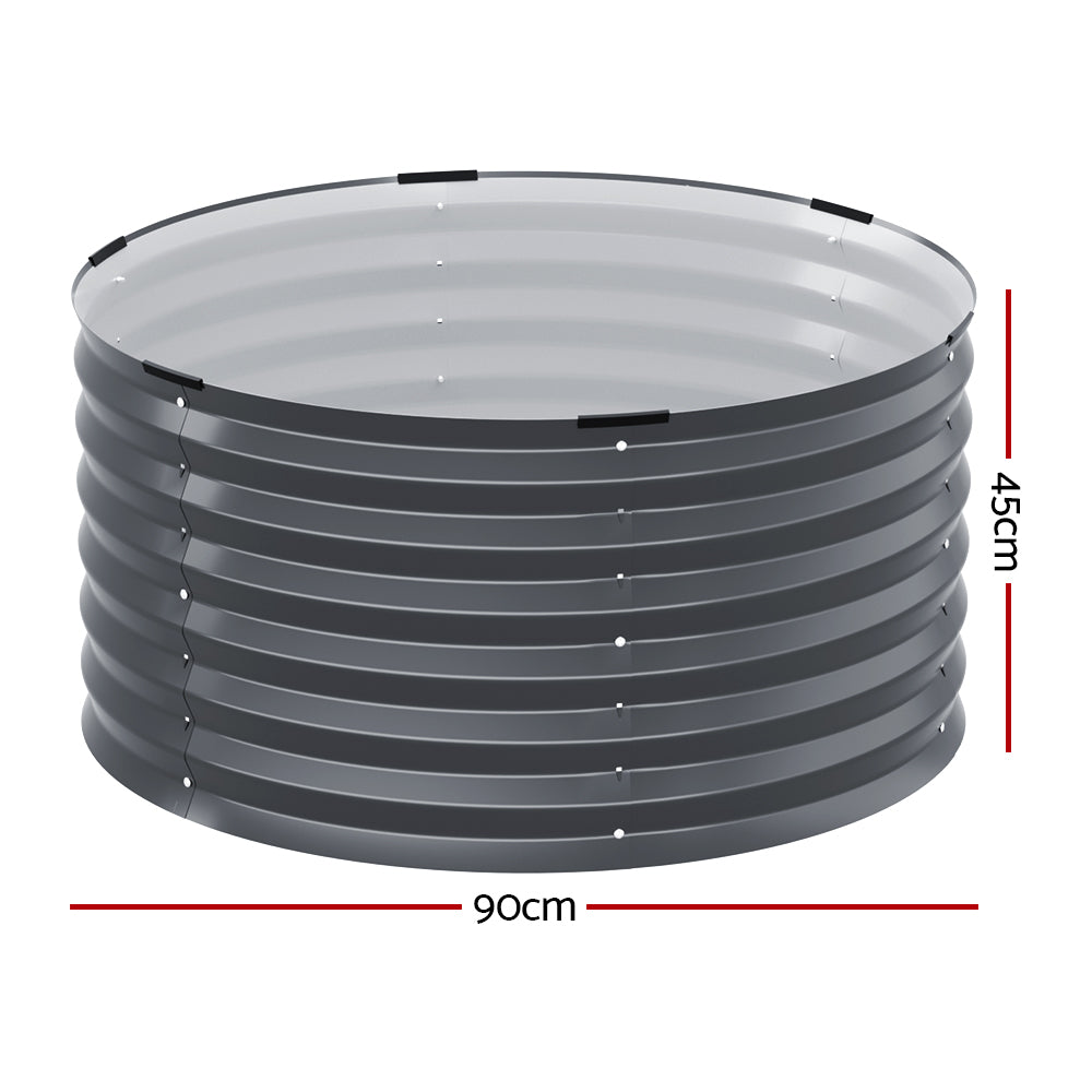 Green Fingers Galvanised Round Garden Bed 90cm x 45cm