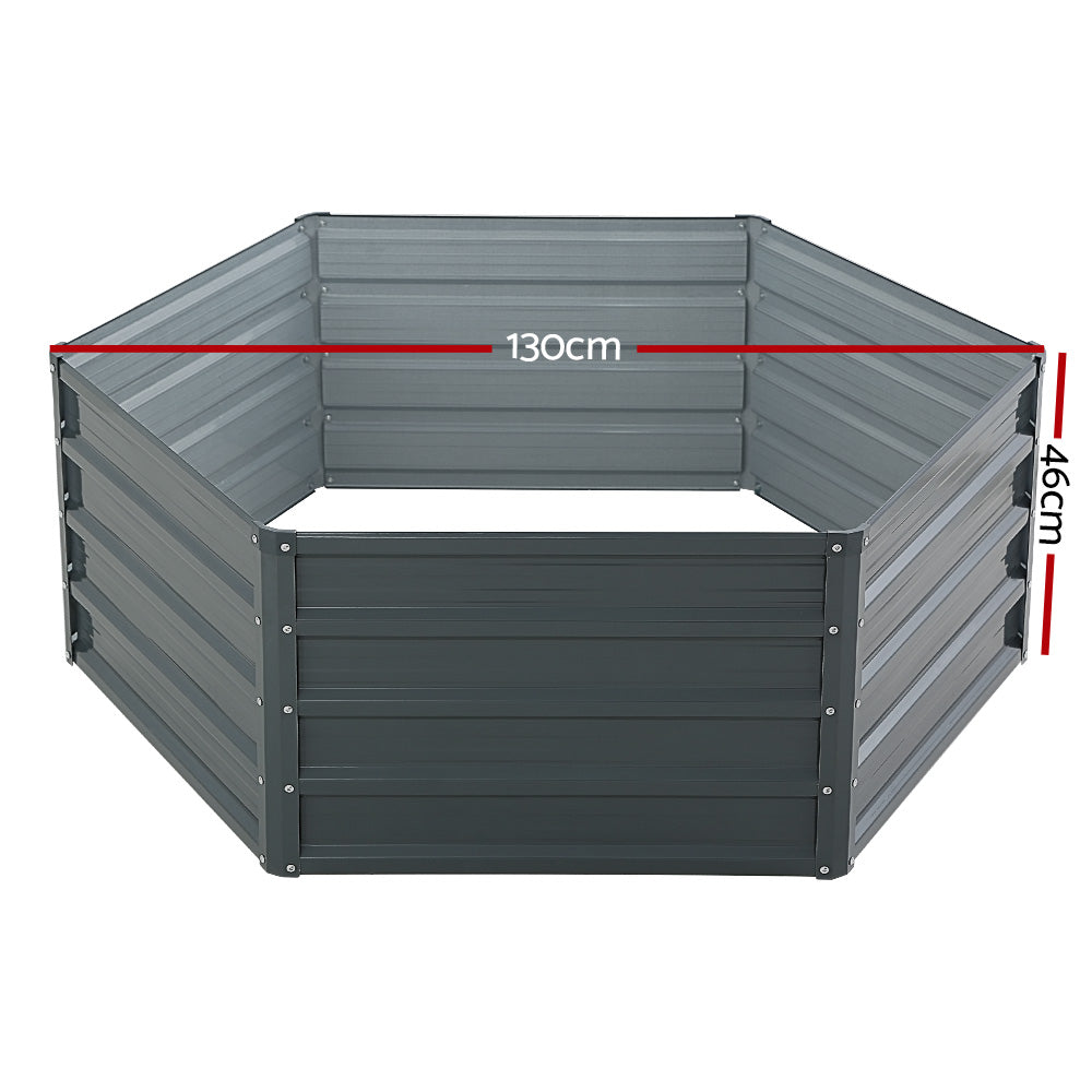 Green Fingers Galvanised Raised Garden Bed 130cm x 130cm x 46cm - 2 Set