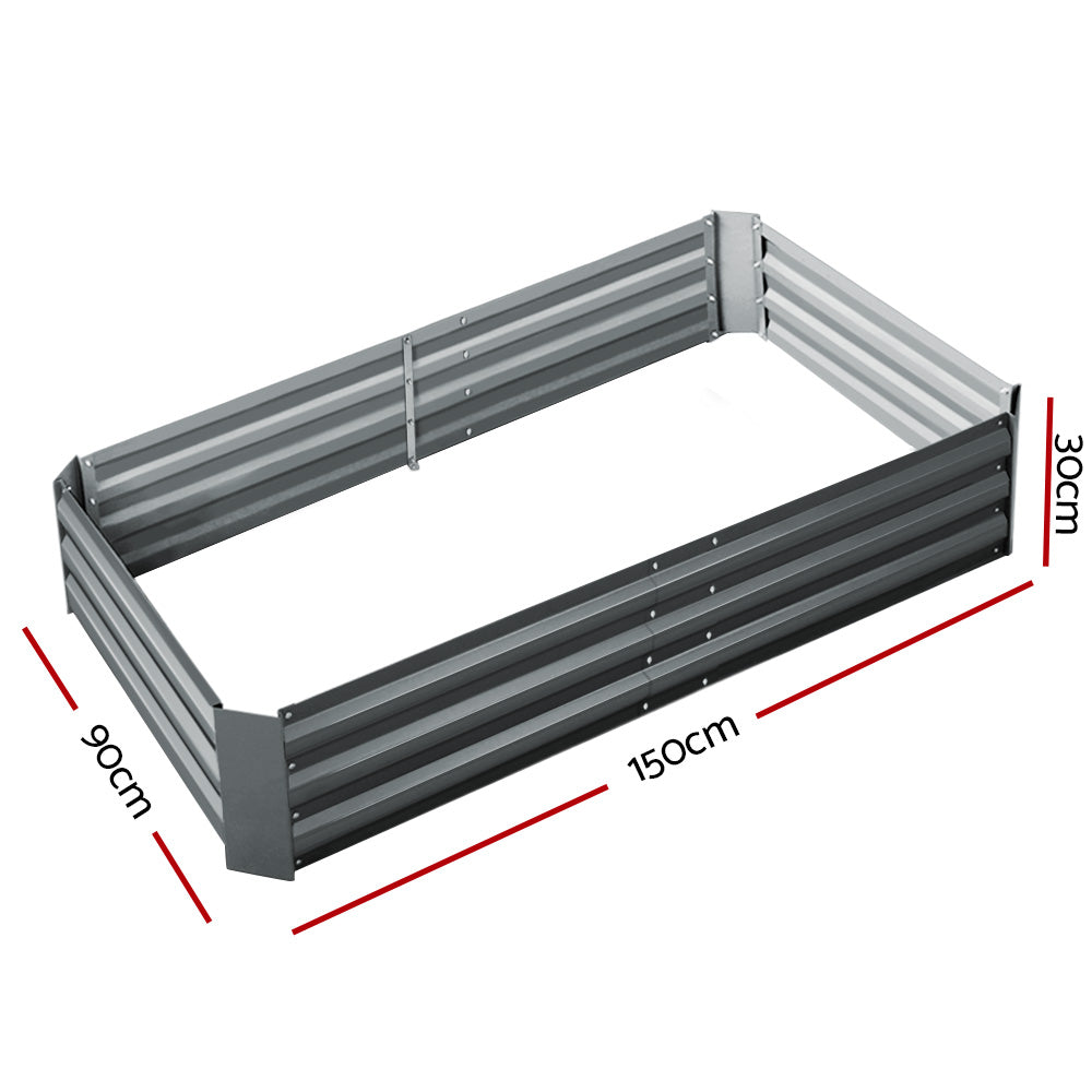 Green Fingers Galvanised Steel Raised Garden Bed 150cm x 90cm - 2 Set