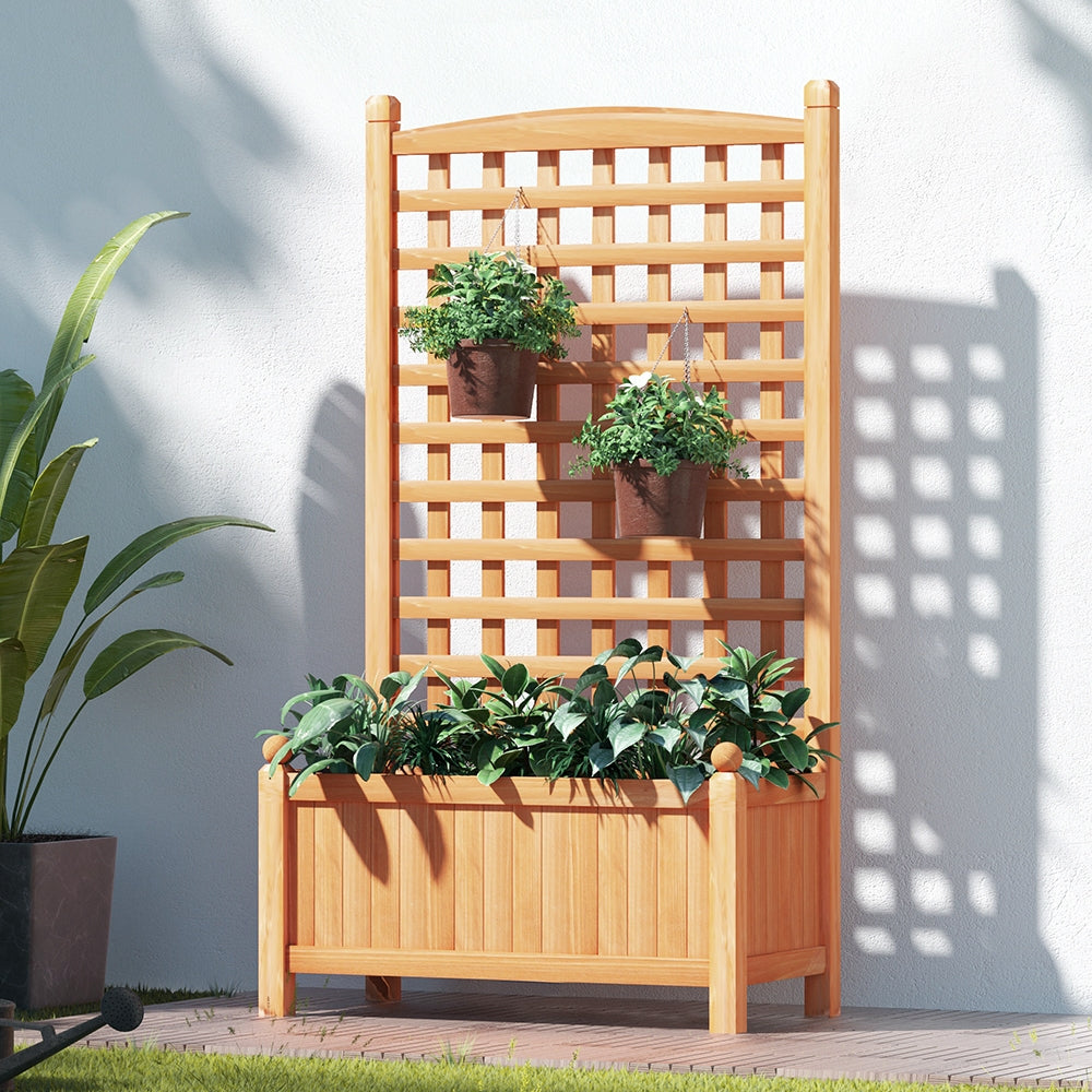Green Fingers Wooden Garden Bed Trellis 64cm x 35cm x 115cm