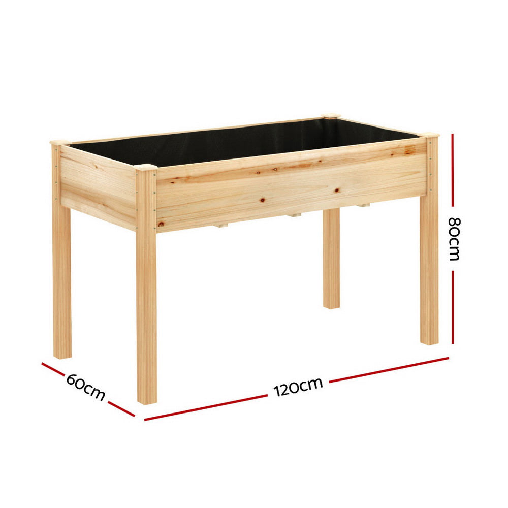 Green Fingers Raised Wooden Garden Bed 120cm x 60cm x 80cm - 2 Set