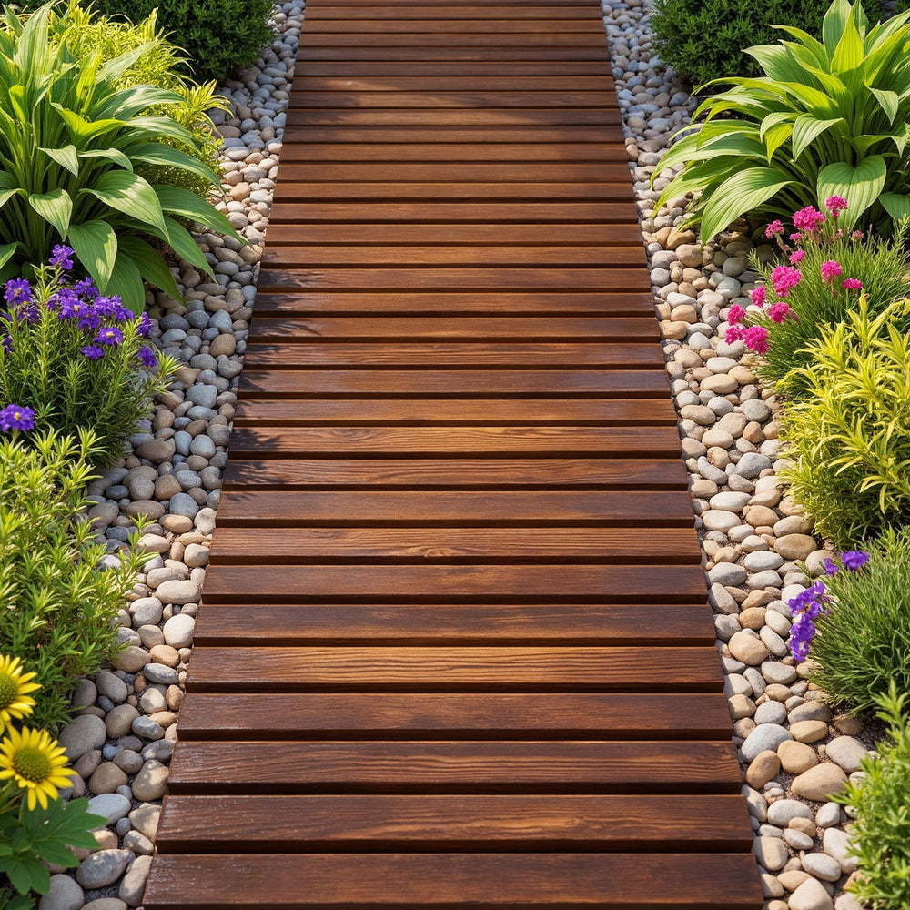 Gardeon 8ft Outdoor Wooden Garden Pathway Roll-Out Walkway Dark Brown