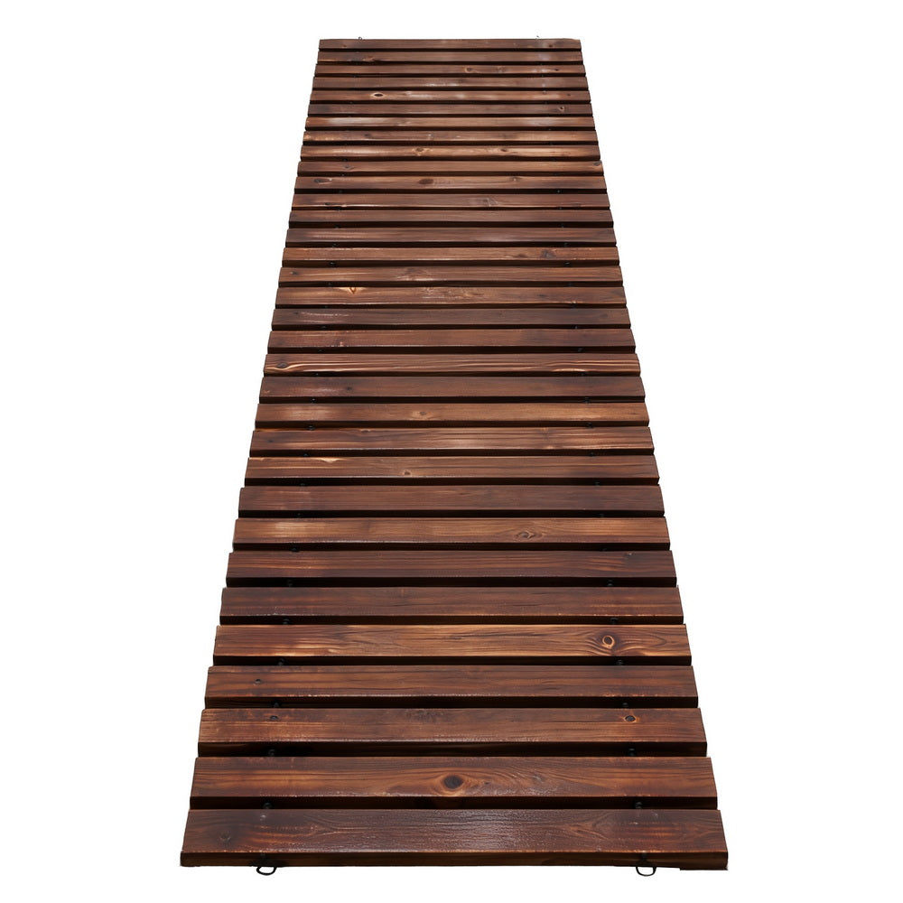 Gardeon 8ft Outdoor Wooden Garden Pathway Roll-Out Walkway Dark Brown