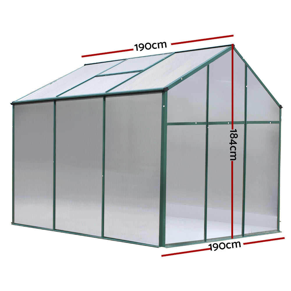 Green Fingers Greenhouse 1.9m x 1.9m x 1.83m Aluminium Polycarbonate