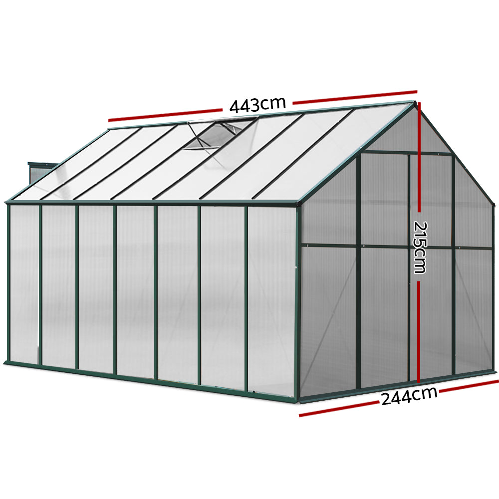 Green Fingers Greenhouse 4.43m x 2.44m x 2.15m Aluminium Polycarbonate