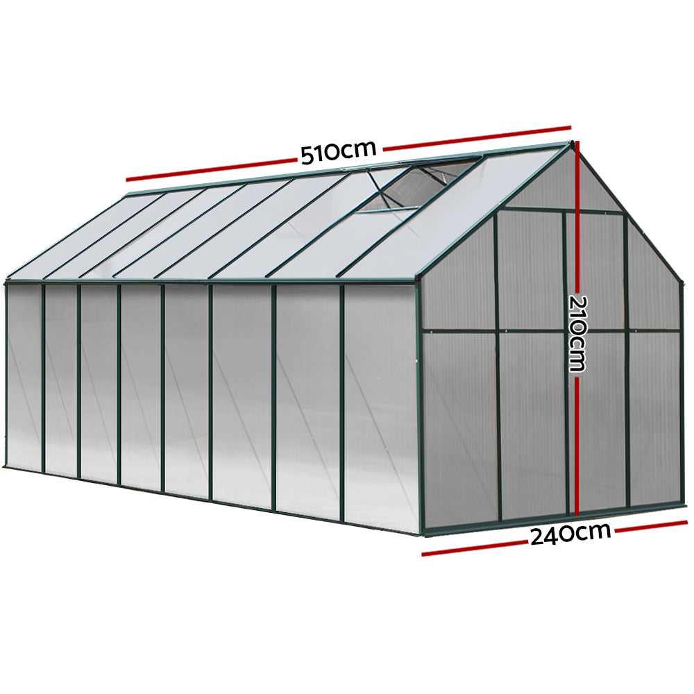 Green Fingers Greenhouse 5.1m x 2.44m x 2.1m Aluminium Polycarbonate