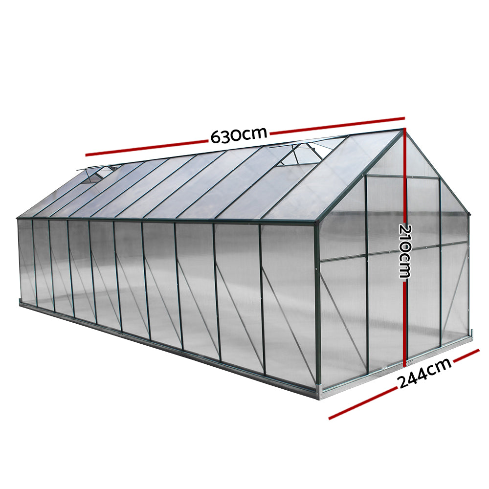 Green Fingers Greenhouse 6.3m x 2.44m x 2.1m Aluminium Polycarbonate