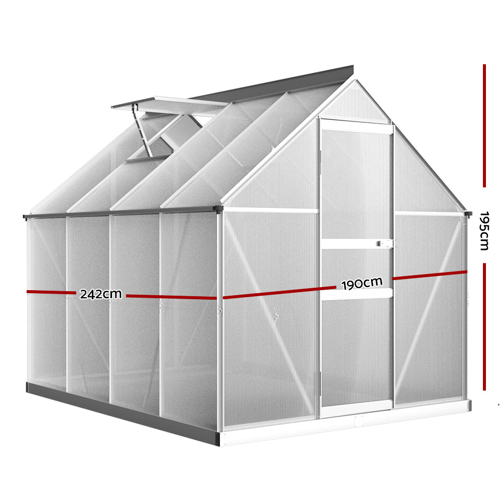 Green Fingers Greenhouse 2.42m x 1.9m x 1.95m Aluminium Polycarbonate