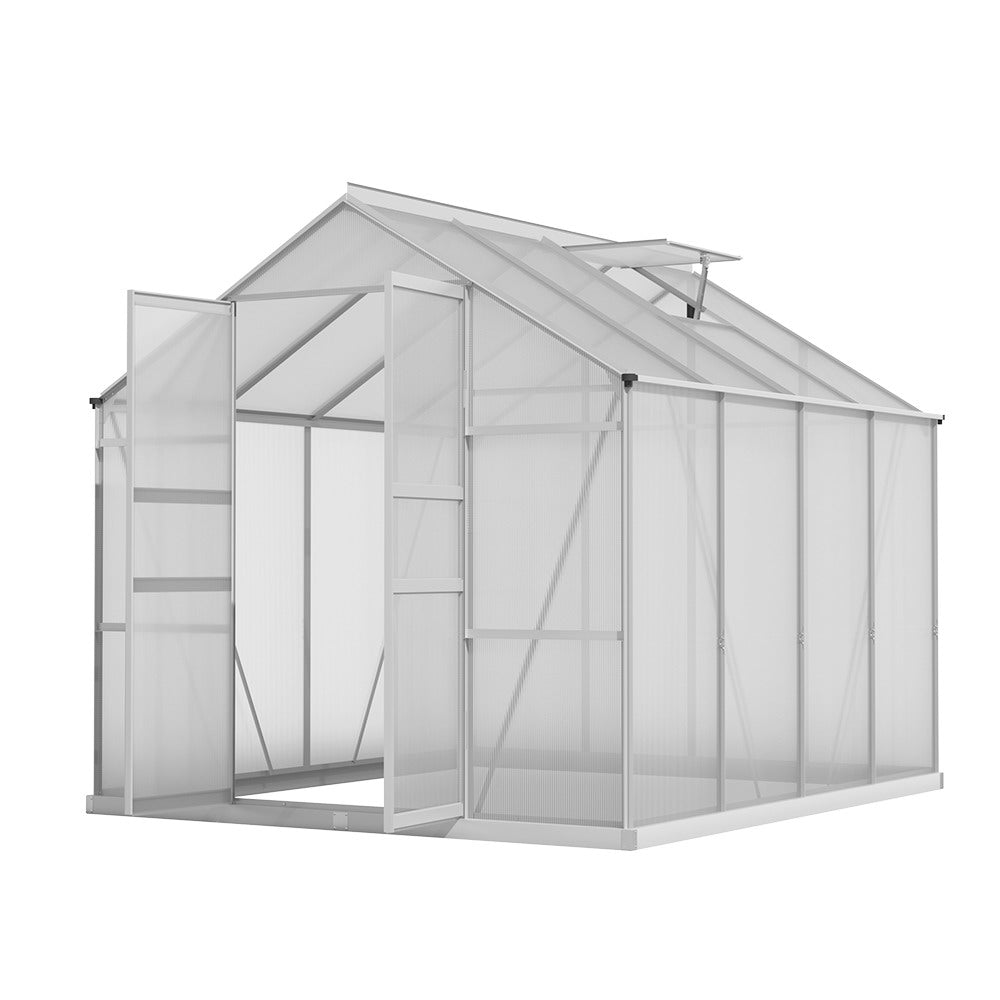 Green Fingers Greenhouse 2.42m x 2.5m x 2.26m Aluminium Double Doors