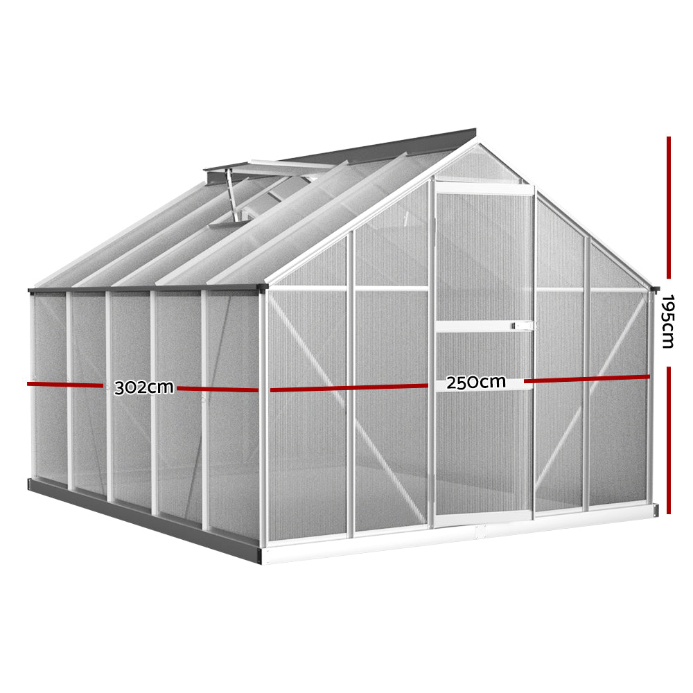 Green Fingers Greenhouse 3m x 2.5m x 1.95m Aluminium Polycarbonate
