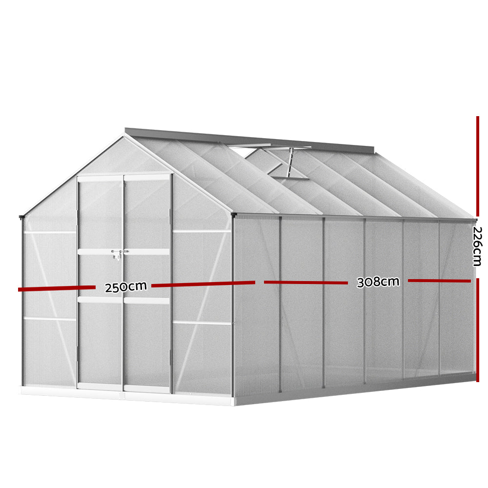 Green Fingers Greenhouse 3m x 2.5m x 2.26m Double Doors Aluminium