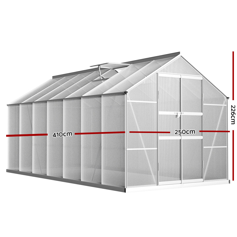 Green Fingers Greenhouse 4.1m x 2.5m x 2.26m Double Doors Aluminium