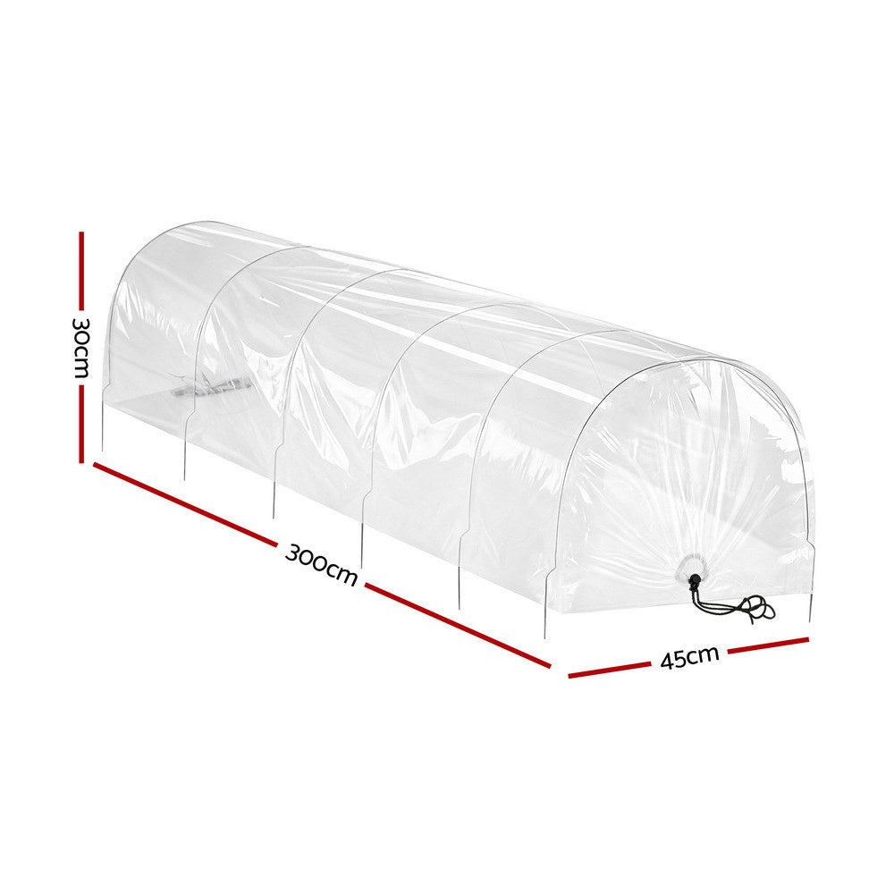 Green Fingers Mini Clear Tunnel Greenhouse 300cm x 45cm x30cm