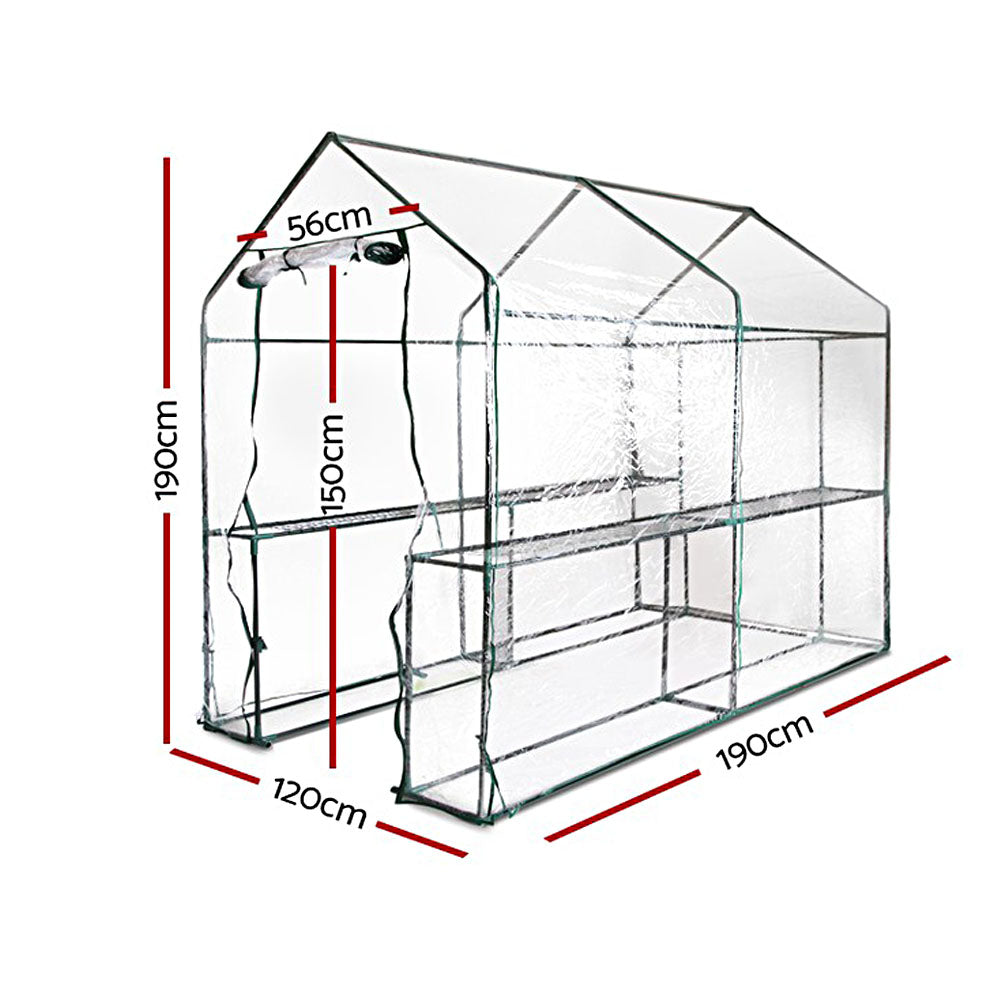 Green Fingers Greenhouse 1.2m x 1.9m x 1.9m Walk in Clear Green House