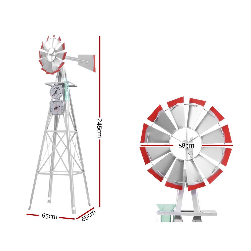 Metal Outdoor Garden Windmill 245cm