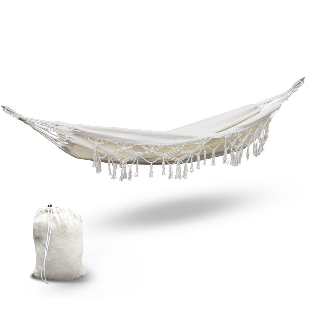 Gardeon Indoor/Outdoor Tassel Hammock with Carry Bag