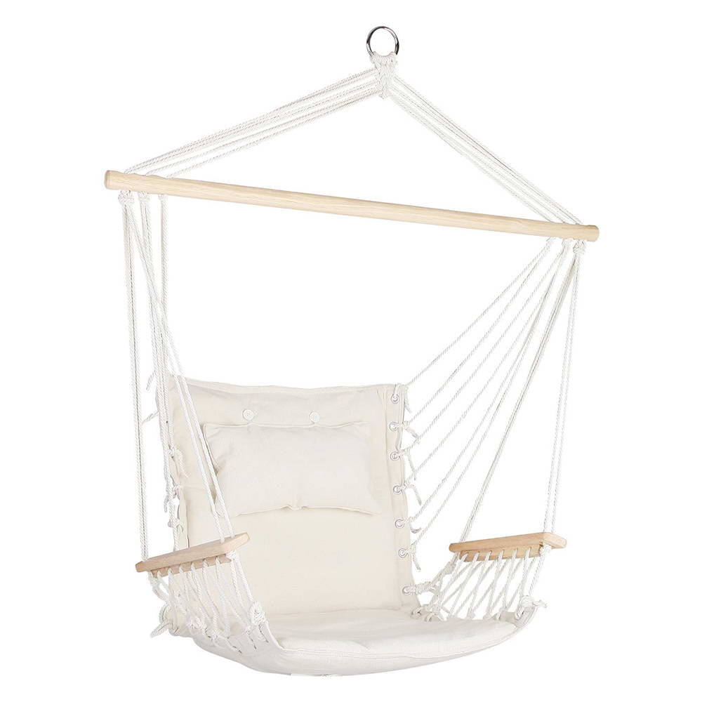 Gardeon Hammock Chair with Armrest Cream