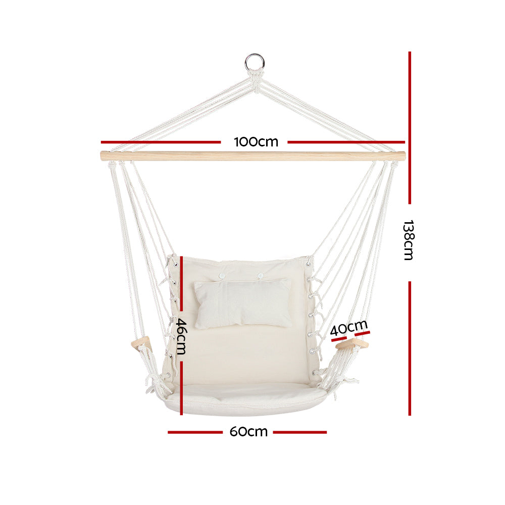 Gardeon Hammock Chair with Armrest Cream