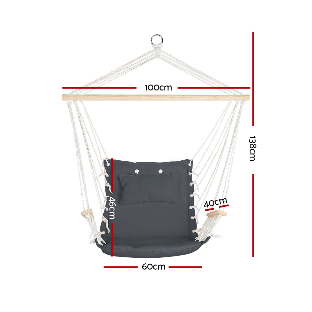 Gardeon Hammock Chair with Armrest Grey