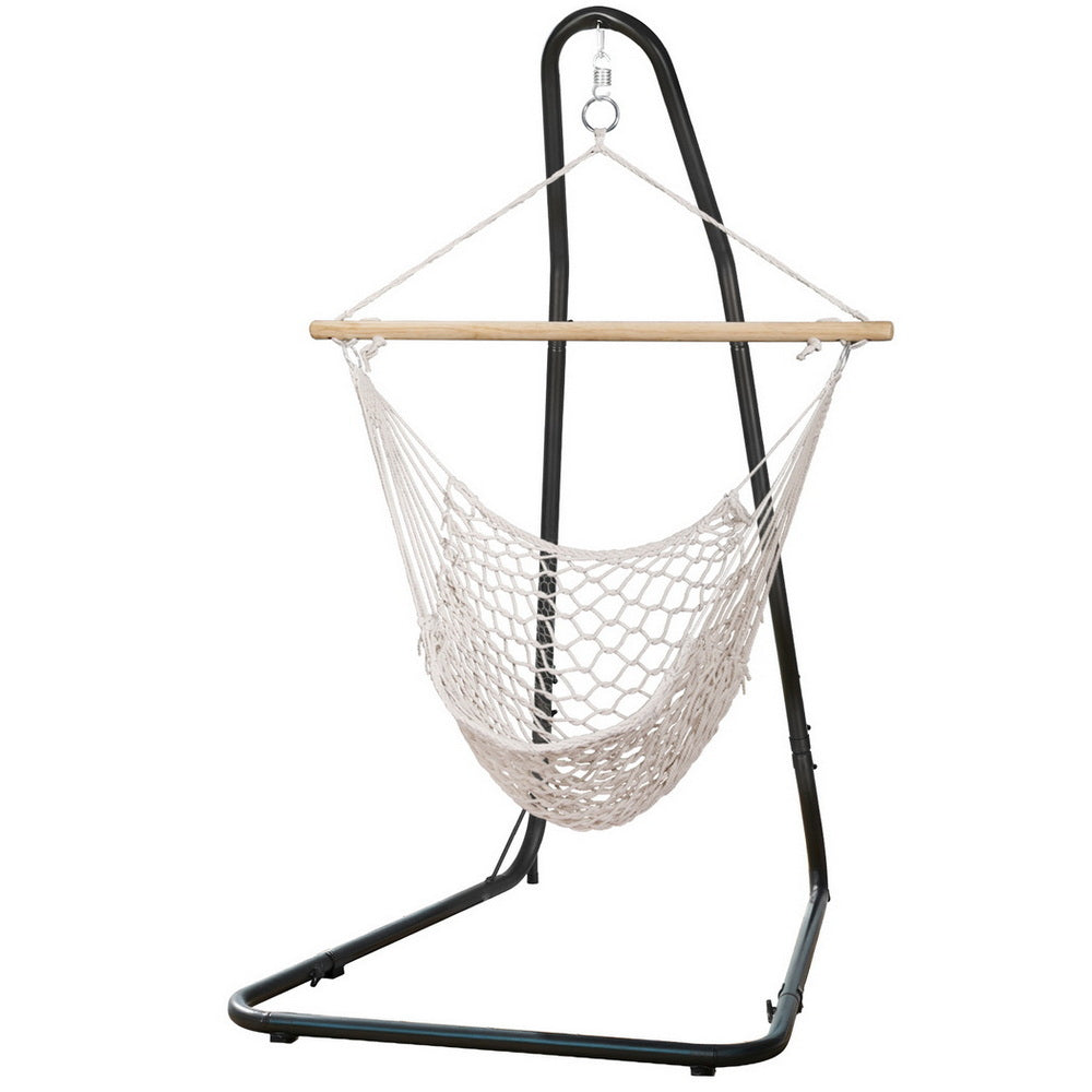 Gardeon Hanging Hammock Chair with Steel Stand Cream