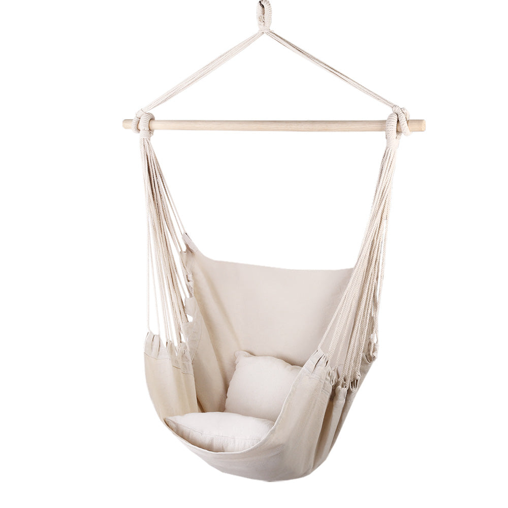 Gardeon Hammock Chair with Pillow Cream