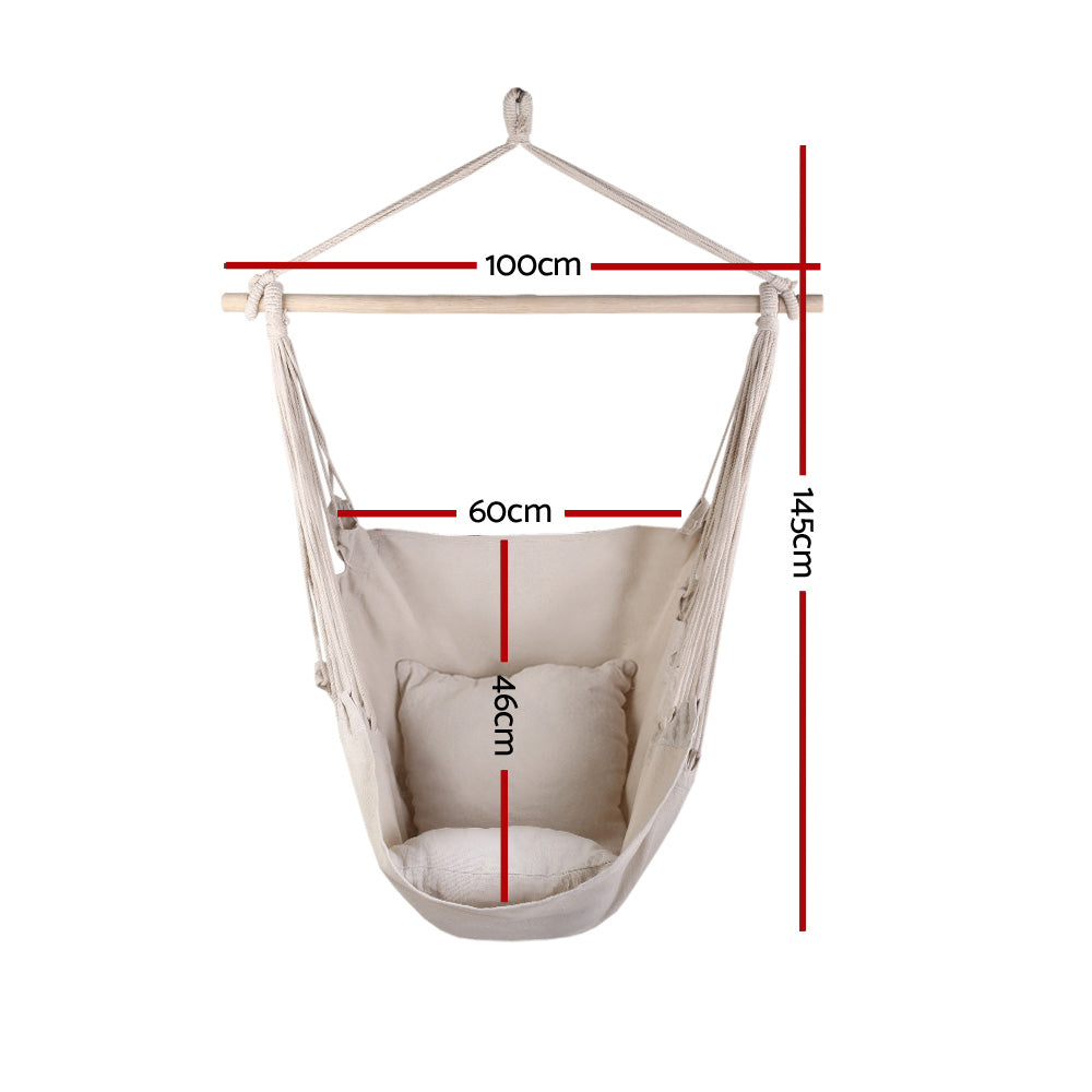 Gardeon Hammock Chair with Pillow Cream