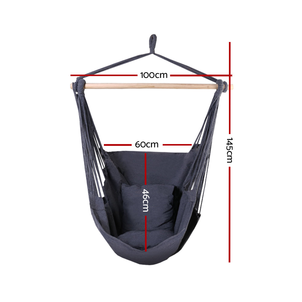 Gardeon Hammock Chair with Pillow Grey