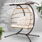 Gardeon 2 Seater Outdoor Egg Chair with Stand & Cushion Brown/Cream