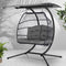 Gardeon 2 Seater Outdoor Egg Chair with Stand & Cushion Grey