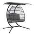 Gardeon 2 Seater Outdoor Egg Chair with Stand & Cushion Grey