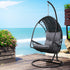 Gardeon Outdoor Egg Chair with Armrest, Stand & Cushion Black
